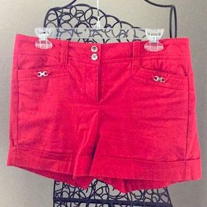 White House Black Market Cherry Red Cuffed Mid-Rise Shorts